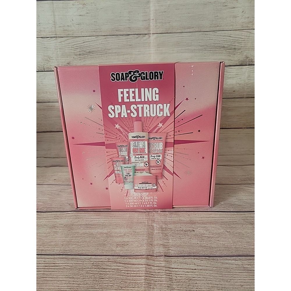 Soap And Glory Feeling Spa-Struck 6 Ct Set Body Scrub Wash Lotion Full Size NEW